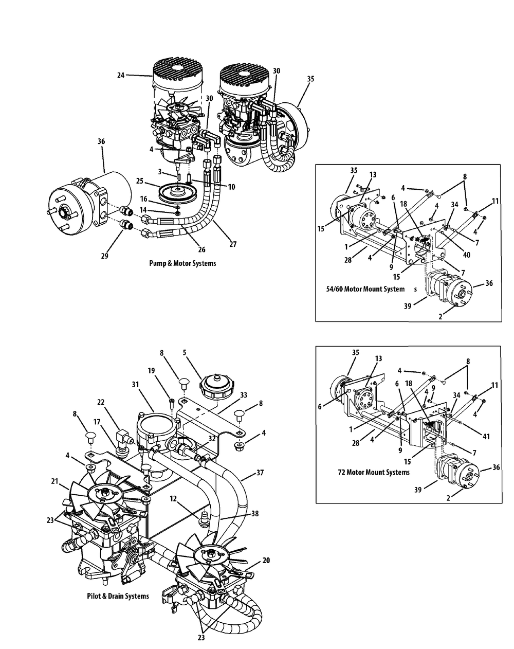 Hydro Hose And Pump Assembly Diagram and Parts List for M60-KH (53CH8CT6050-27HP)(2011) Cub Cadet Lawn Tractor